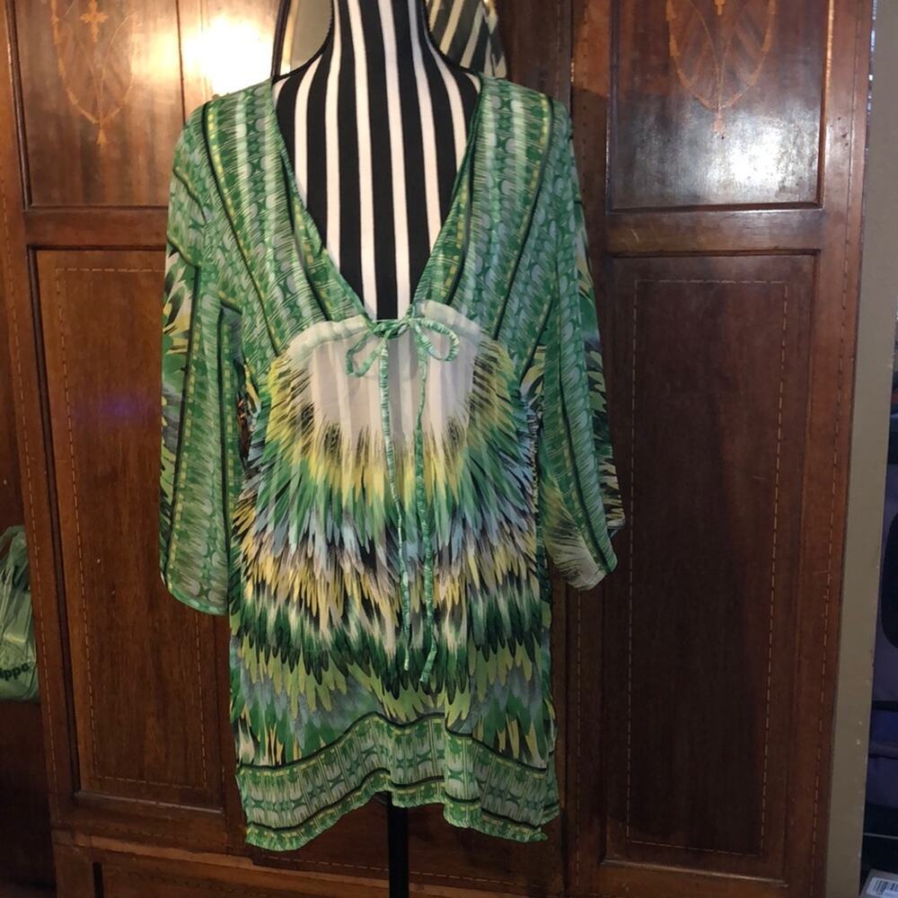 Ingear Green Boho Old Money Resort Tropical Vacation Swimsuit Tie Dye Cover OSFA